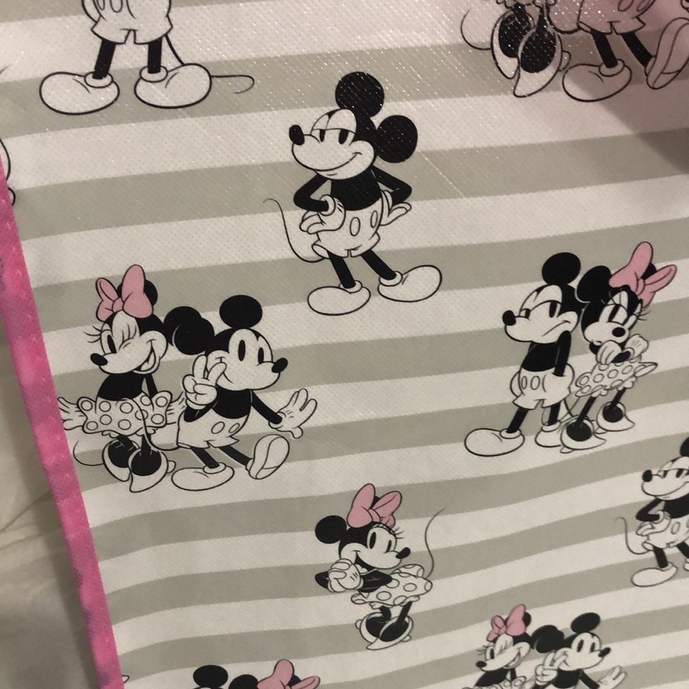 Disney Gray & Pink Mickey & Minnie Striped Tote Bag - Picture 2 of 5
